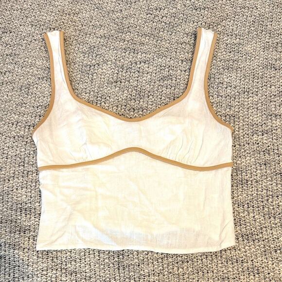 Sienna Sky size Lg White and Tan Sleeveless Top - Picture 1 of 2